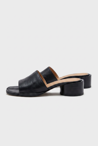 Tabi Sandals Heel - black vegan leather split-toe heeled sandals by Maison Nakamoto